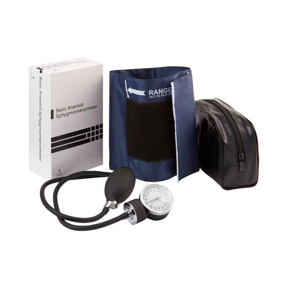 McKesson Aneroid Sphygmomanometer-Aneroid Sphygmomanometer Unit BASIC Large Adult Cuff Nylon Cuff 34 - 50 cm Pocket Aneroid