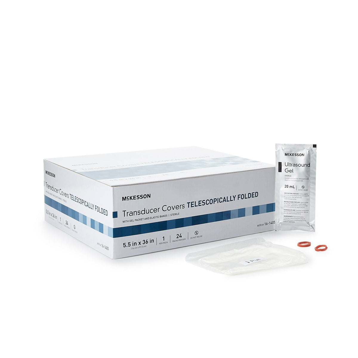 McKesson Telescopically Folded Transducer Cover, 5.5 x 36 Inch - Diagnostic Instruments and Supplies>Ultrasound>Ultrasound...