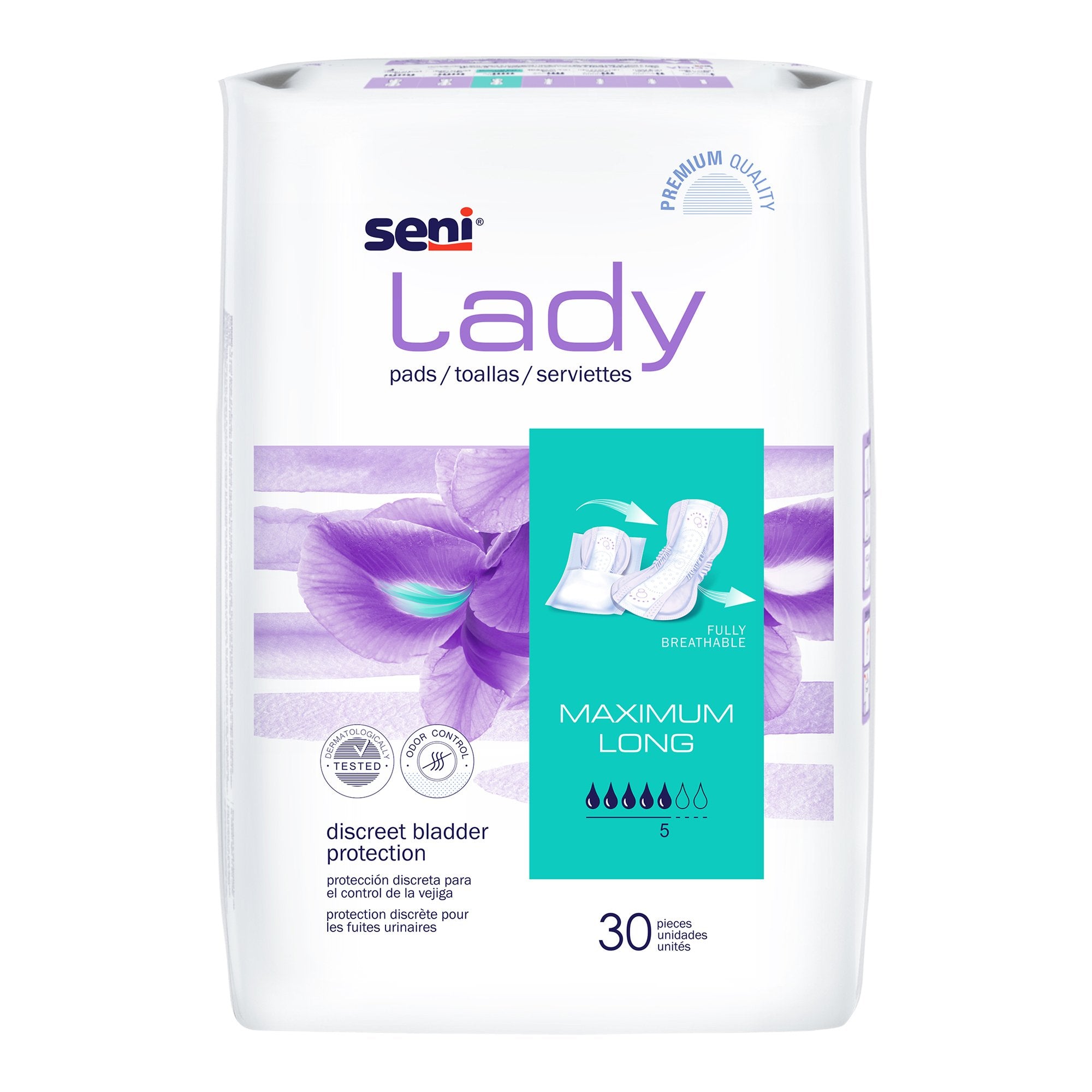 Seni Lady Maximum Bladder Control Pads, Long-Bladder Control Pad Seni Lady Maximum 11 Inch Length Moderate Absorbency Super Absorbent Core One Size Fits Most