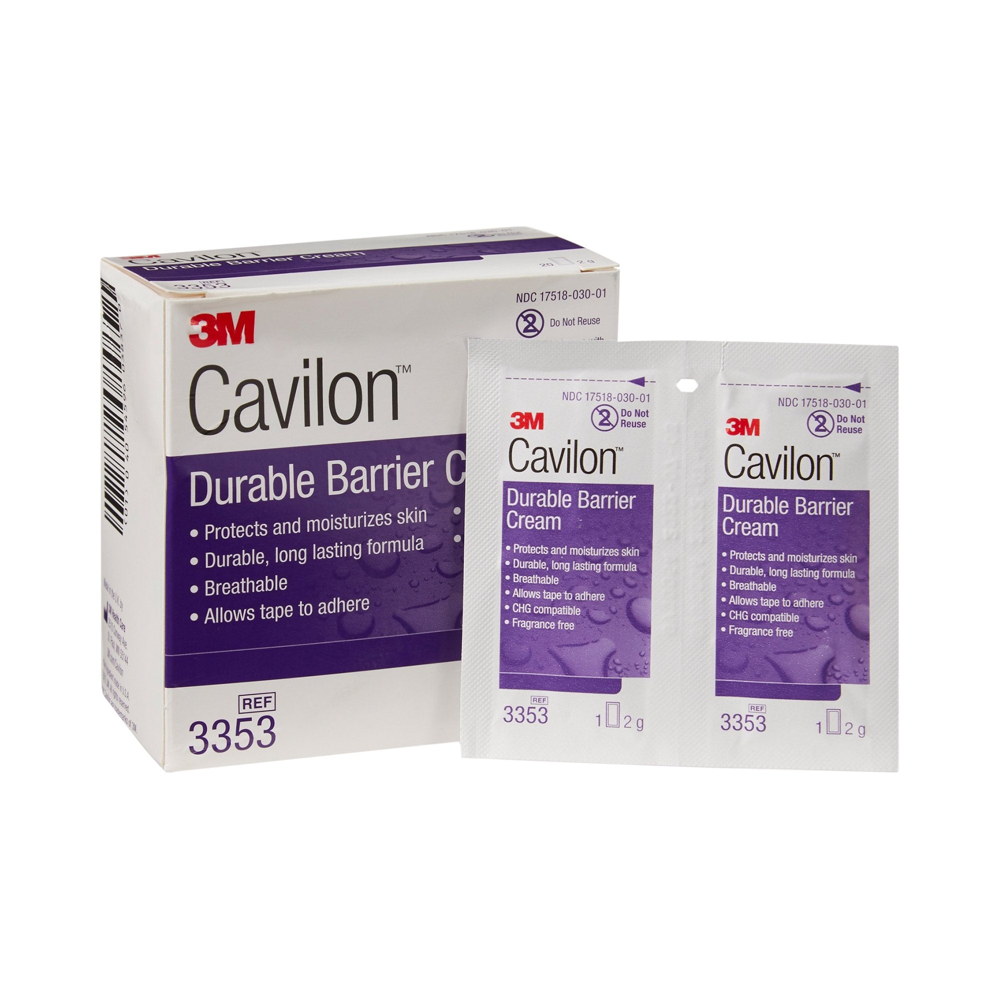 3M Cavilon Skin Protectant, Unscented Cream-Skin Protectant 3M Cavilon 2 Gram Individual Packet Unscented Cream CHG Compatible