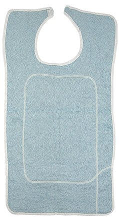 Beck's Classic Adult Bib with Barrier, White and Blue Terry, 18 x 36 in.-Bib Snap Closure Reusable Terry Cloth