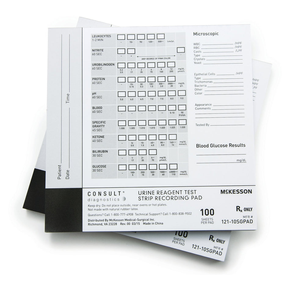McKesson Consult Urine Reagent Test Strip Recording Pad-Urine Reagent Test Strip Recording Pad McKesson Consult For use with McKesson CONSULT 10SG Urine Reagent Strips (MFR # 121-10SG)