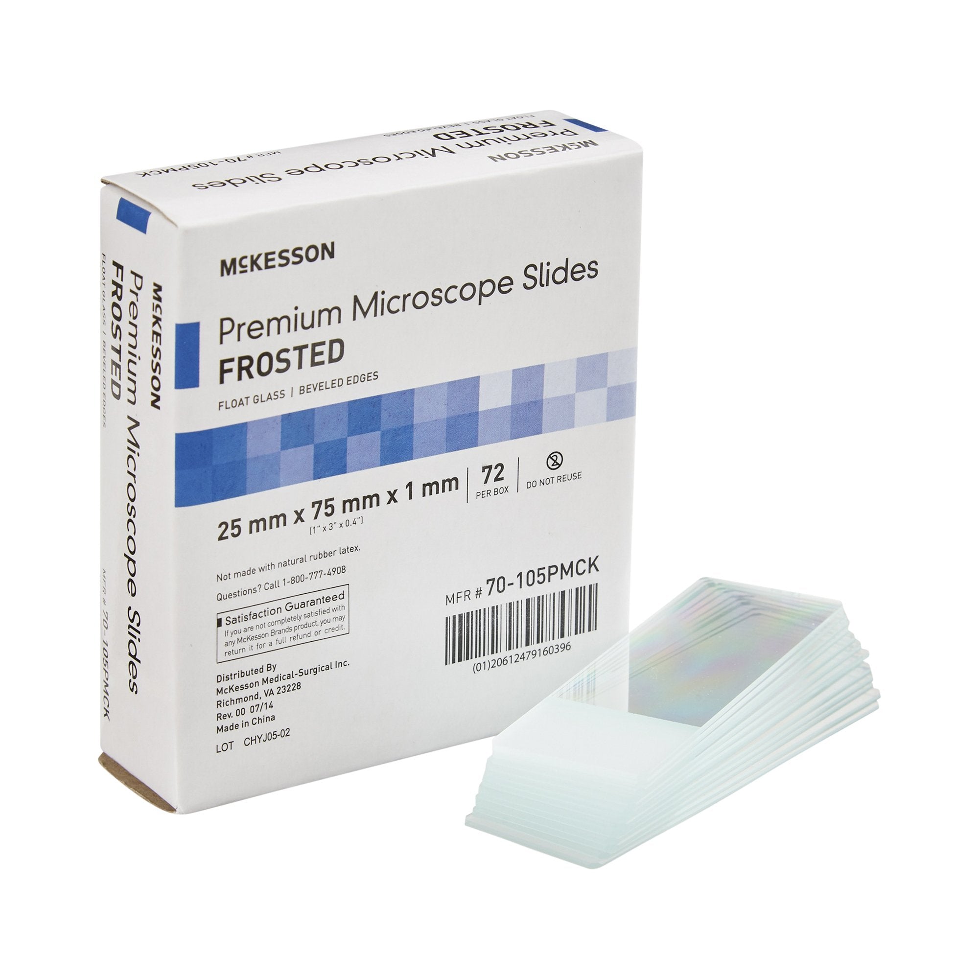 McKesson Premium Frosted Microscope Slide, 25 x 75 mm-Microscope Slide McKesson 25 X 75 X 1 mm Frosted End
