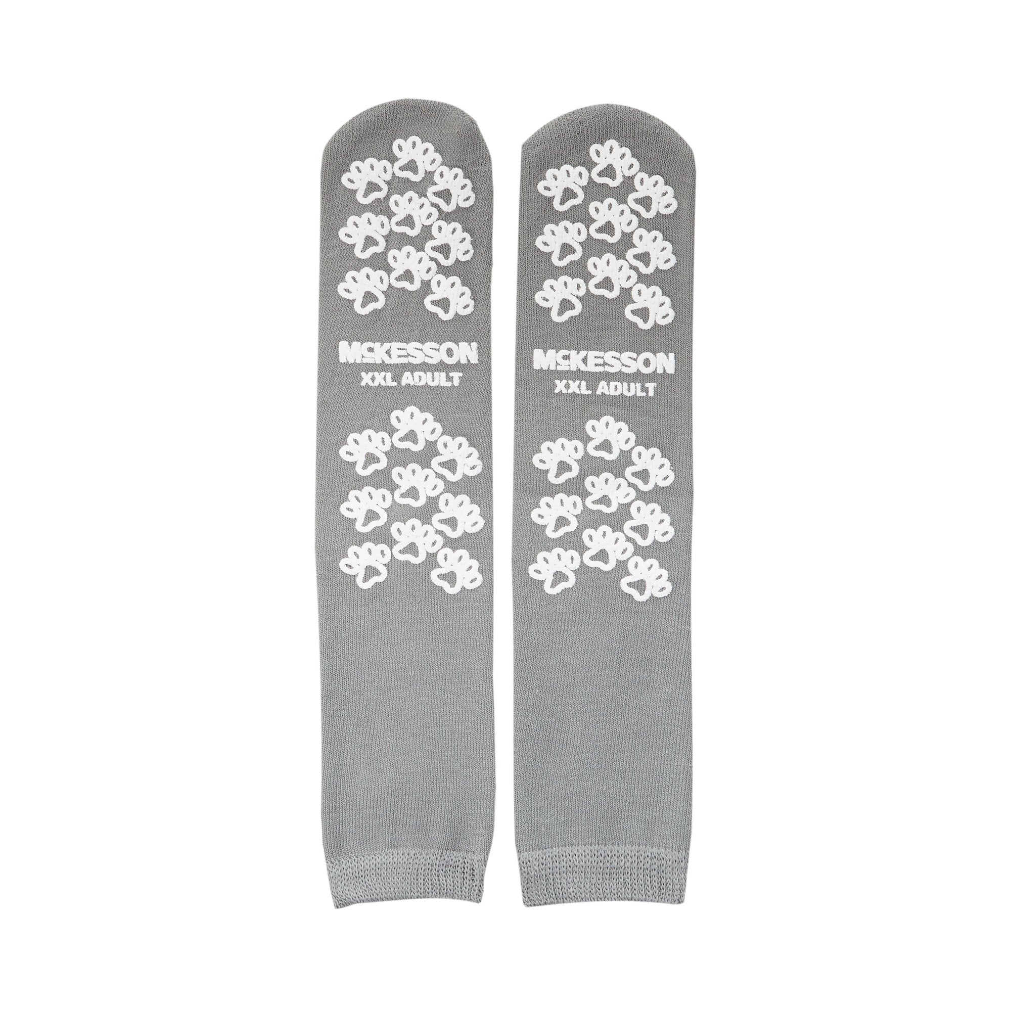 McKesson Terries Adult Slipper Socks, 2X-Large, Gray-Slipper Socks McKesson Terries Unisex Adult 2X-Large Double Tread Single Patient Use Gray