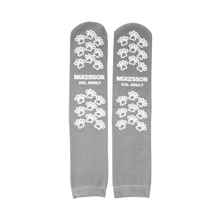 McKesson Terries Adult Slipper Socks, 2X-Large, Gray-Slipper Socks McKesson Terries Unisex Adult 2X-Large Double Tread Single Patient Use Gray