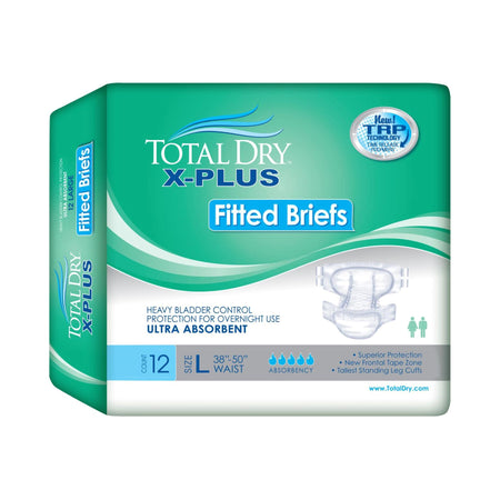 Total Dry X-Plus Ultra Absorbent Incontinence Brief, Extra Large-Unisex Adult Incontinence Brief Total Dry X-Plus X-Large Disposable Heavy Absorbency