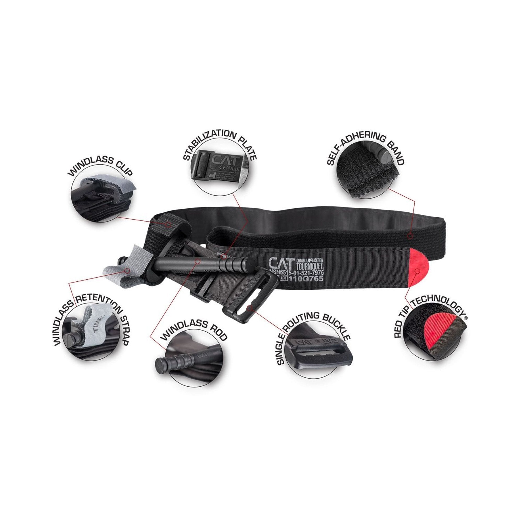 North American Rescue Combat Tourniquet, 6 Inch Length-C-A-T Combat Tourniquet 6.5 Inch Length Military Latex Free Nylon