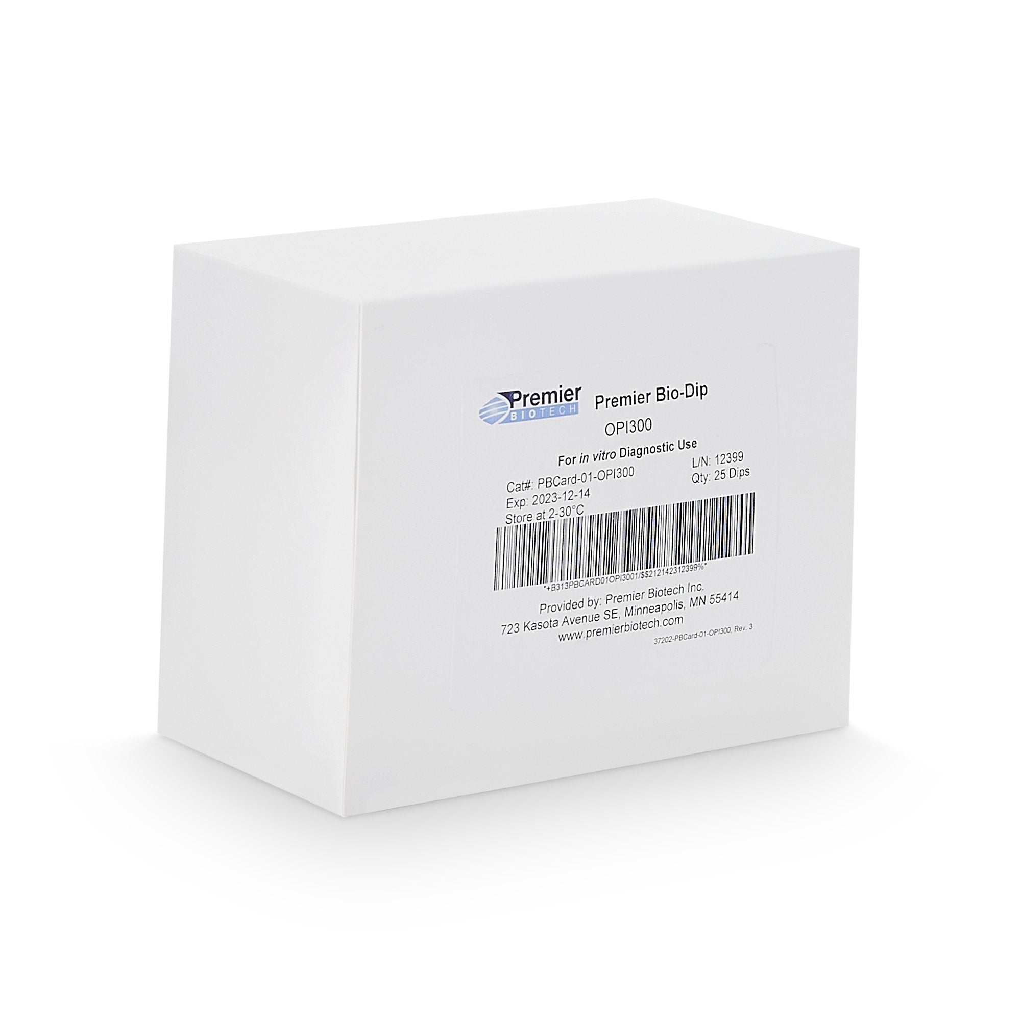 Premier Bio-Dip Single Drug (Opiates) Drugs of Abuse Test-Drugs of Abuse Test Kit Premier Bio-Dip Opiates (OPI) 25 Tests CLIA Waived