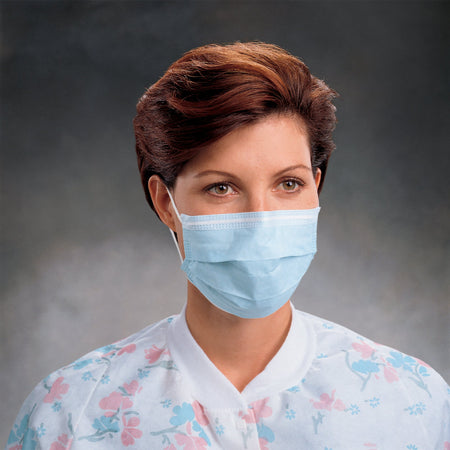 Halyard Procedure Mask, Pleated, One Size Fits Most, Tissue Blue, Non-sterile-Procedure Mask Halyard Not Rated Earloops One Size Fits Most