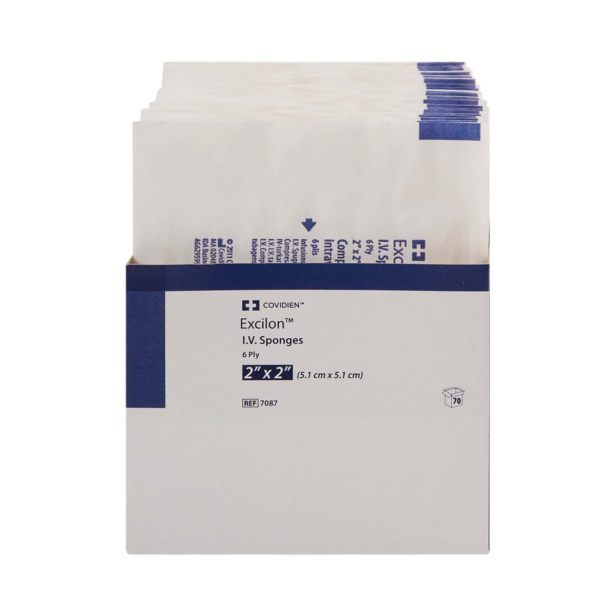 Excilon I.V. / Drain Split Dressing, 2 x 2 inch, 6-Ply-I.V. Sponge Excilon Nonwoven 2 X 2 Inch Sterile