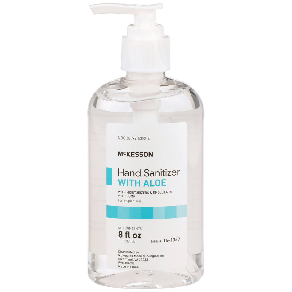McKesson Gel Hand Sanitizer with Aloe, 8 oz. Pump Bottle-Hand Sanitizer with Aloe McKesson 8 oz. Ethyl Alcohol Gel Pump Bottle