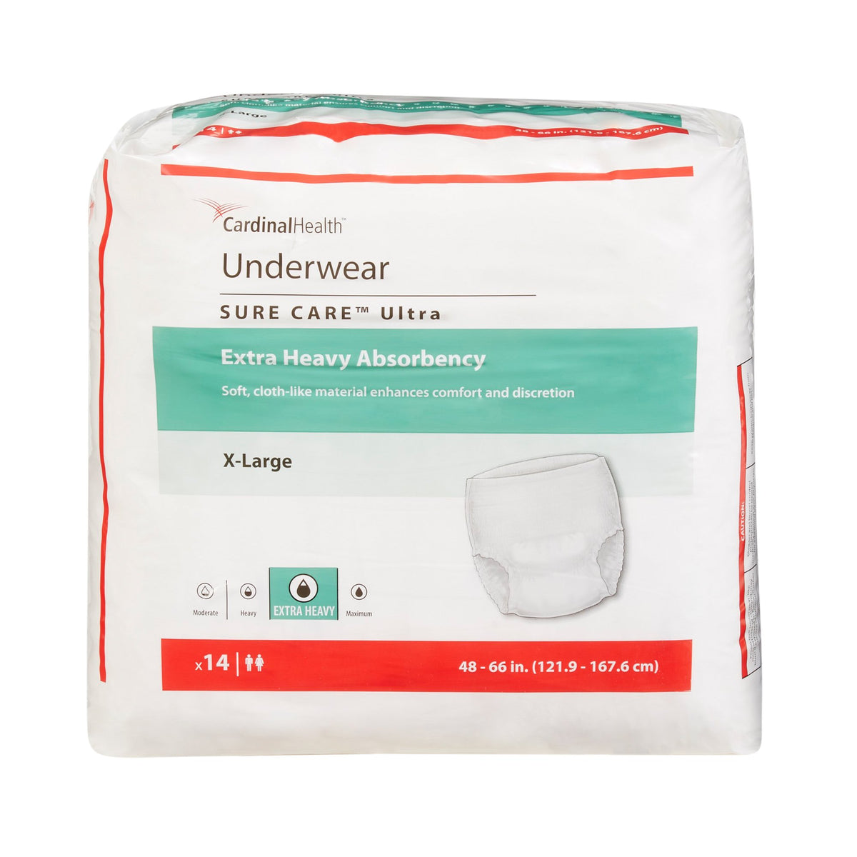 Sure Care Ultra Extra Heavy Absorbent Underwear, Extra Large-Unisex Adult Absorbent Underwear Sure Care Ultra Pull On with Tear Away Seams X-Large Disposable Heavy Absorbency
