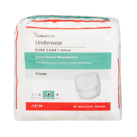 Sure Care Ultra Extra Heavy Absorbent Underwear, Extra Large-Unisex Adult Absorbent Underwear Sure Care Ultra Pull On with Tear Away Seams X-Large Disposable Heavy Absorbency