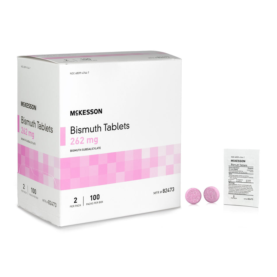 McKesson Bismuth Subsalicylate Anti-Diarrheal-Anti-Diarrheal McKesson Brand 262 mg Strength Tablet 100 per Box