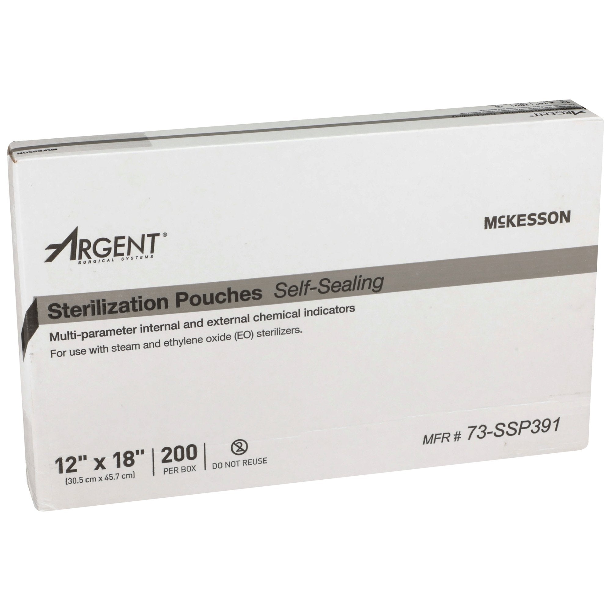 McKesson Argent Sure-Check Sterilization Pouch, 12 x 18 Inch-Sterilization Pouch McKesson Argent Sure-Check Ethylene Oxide (EO) Gas / Steam 12 X 18 Inch Transparent / Blue Self Seal Paper / Film