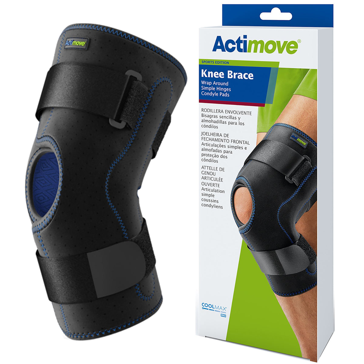 Actimove Sports Edition Hinged Knee Brace, 2X-Large-Knee Brace Actimove Sports Edition 2X-Large D-Ring / Hook and Loop Strap Closure 22 to 24 Inch Thigh Circumference Left or Right Knee