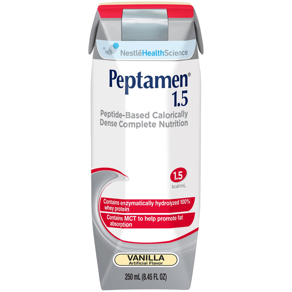 Peptamen� 1.5 Vanilla Peptide-Based Calorically Dense Complete Nutrition, 250 mL Carton-Oral Supplement Peptamen� 1.5 Vanilla Flavor Liquid 250 mL Carton