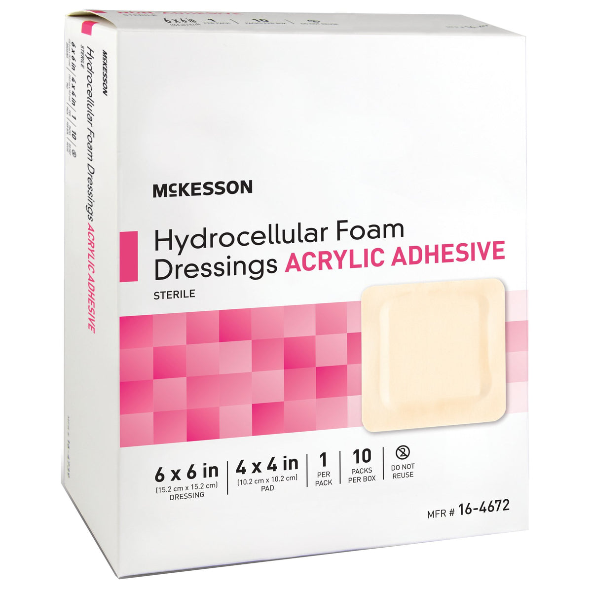 McKesson Acrylic Adhesive with Border Foam Dressing, 6 x 6 Inch-Foam Dressing McKesson 6 X 6 Inch With Border Film Backing Acrylic Adhesive Square Sterile