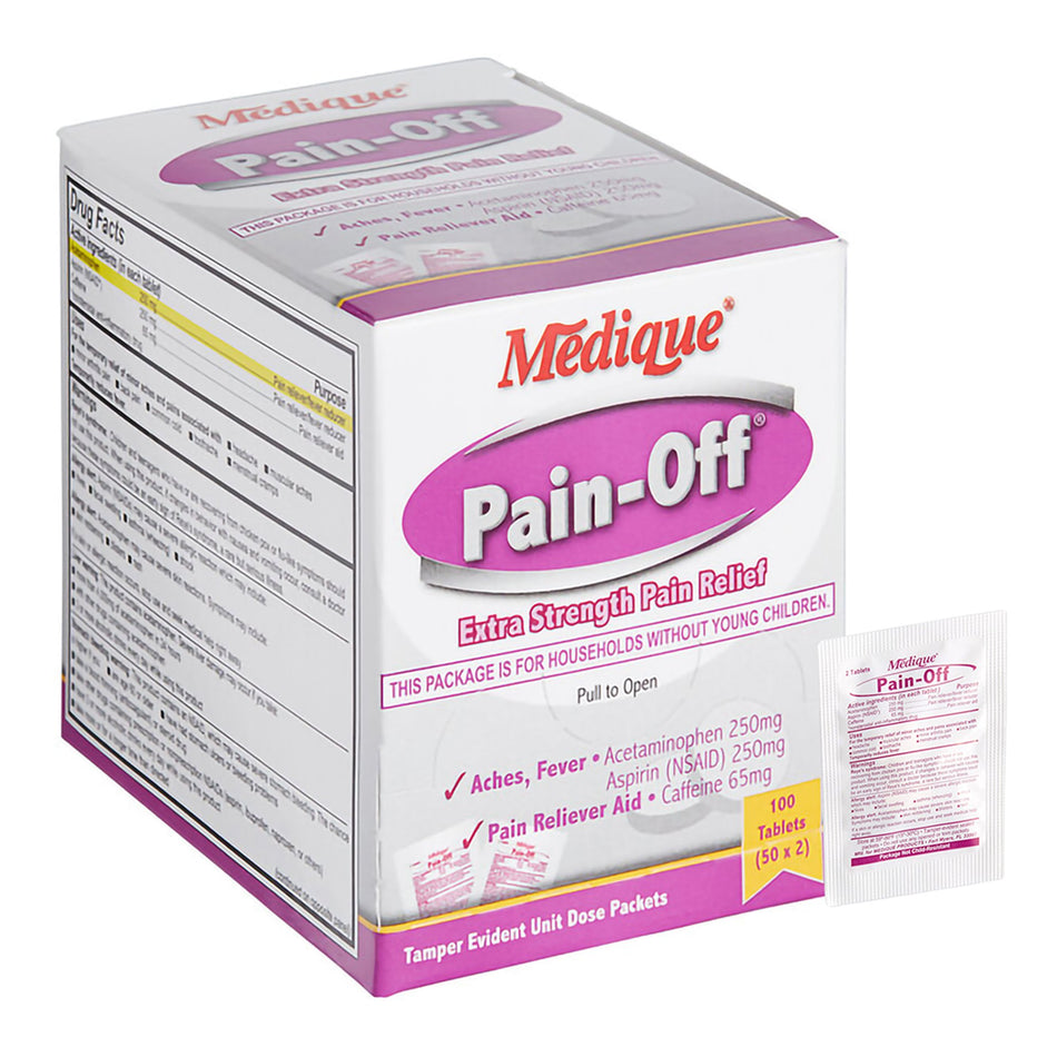 Pain-Off Acetaminophen / Aspirin / Caffeine Pain Relief-Pain Relief Pain-Off 250 mg - 250 mg - 65 mg Strength Acetaminophen / Aspirin / Caffeine Tablet 100 per Box