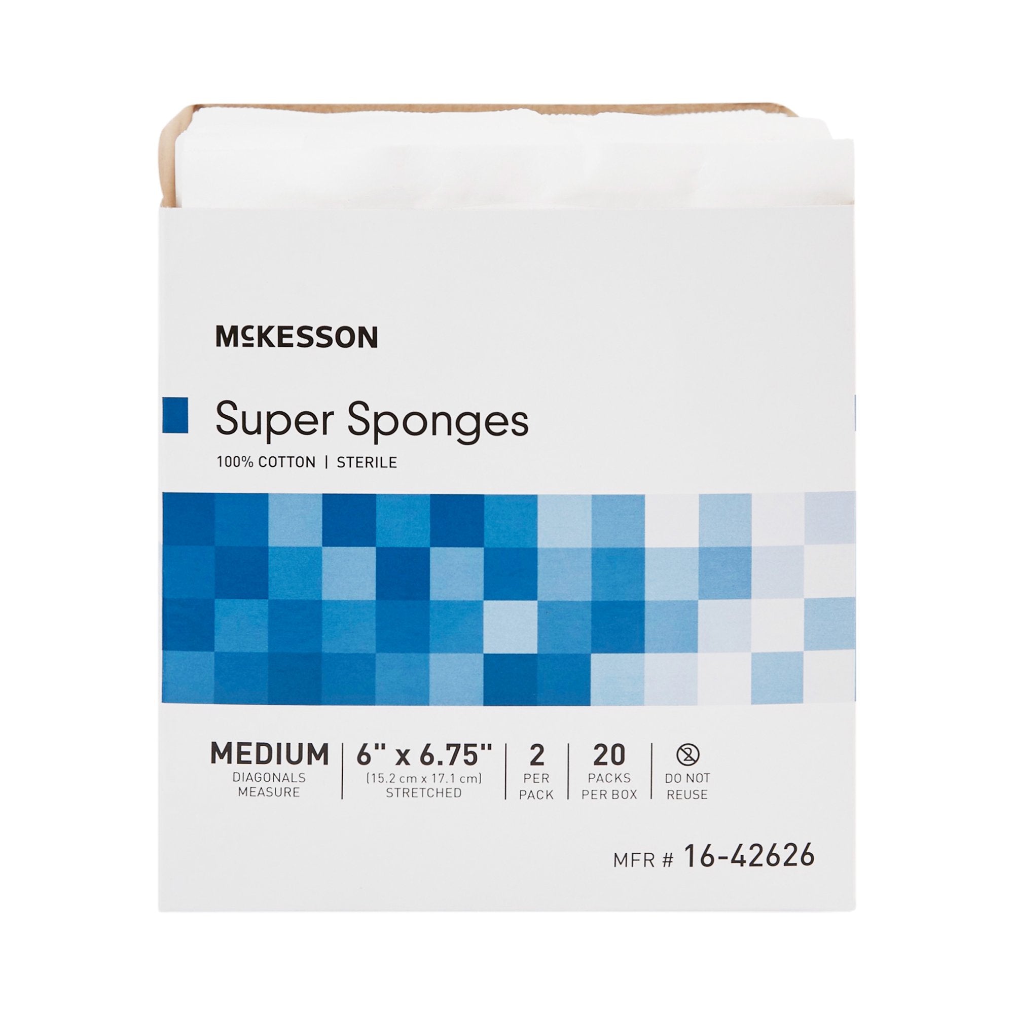 McKesson Sterile Fluff Dressing, 6 x 6-3/4 Inch-Fluff Dressing McKesson 6 X 6-3/4 Inch Sterile 2 per Pack
