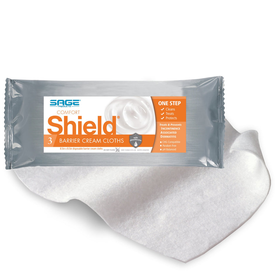 Shield Barrier Cream Cloths, Soft Pack-Incontinence Care Wipe Comfort Shield Soft Pack Unscented 3 Count