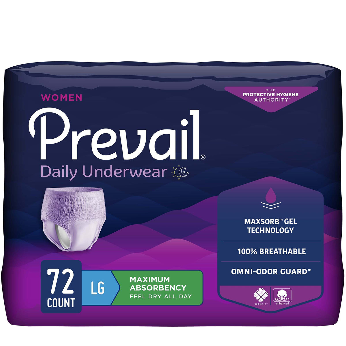 Prevail® for Women Daily Absorbent Underwear, Large, Heavy Absorbency - Incontinence>Adult Briefs and Protective Undergarm...