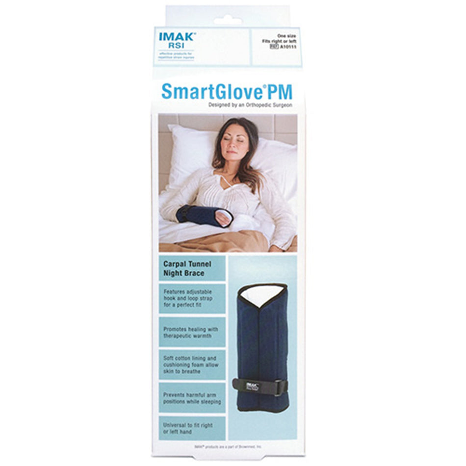 IMAK SmartGlove PM Nighttime Wrist Splint, One Size Fits Most-Night Wrist Splint IMAK RSI SmartGlove PM Cotton / Foam Left or Right Hand Black / Blue One Size Fits Most