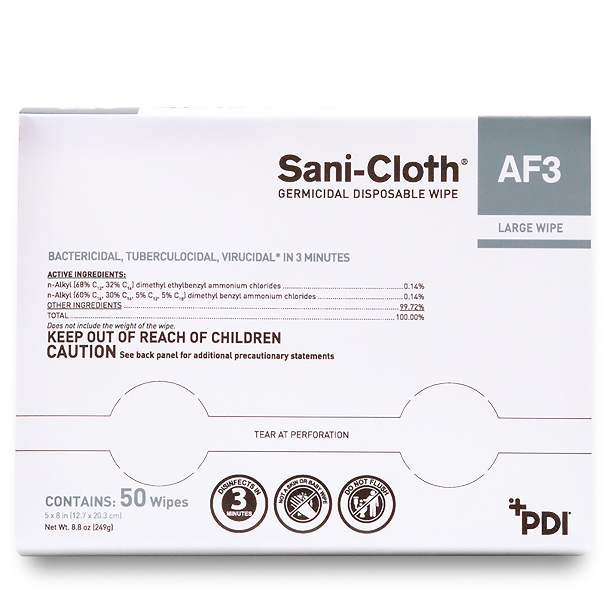 Sani-Cloth® AF3 Germicidal Large Disinfectant Wipes, Individual Packet, 50 ct. - Housekeeping>Cleaners and Disinfectants -...