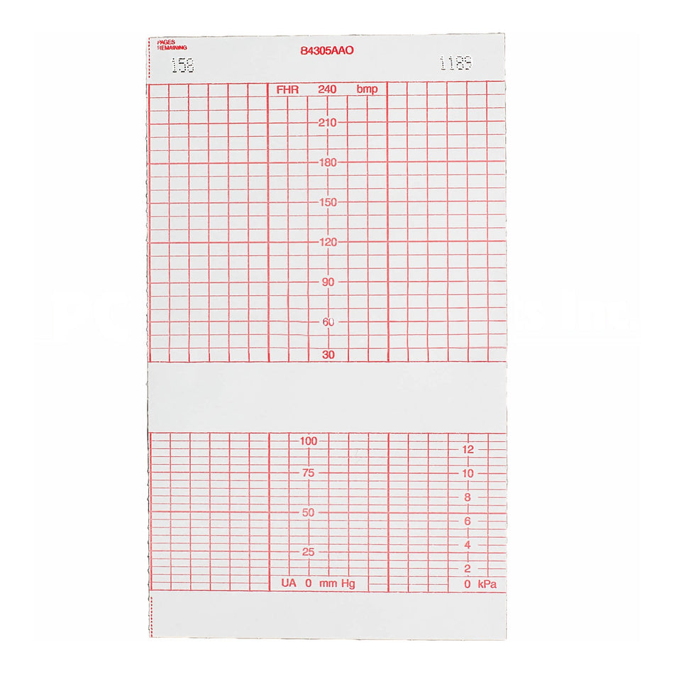 Recording Chart Paper Life Trace® Z-Fold Red Grid - Diagnostic Instruments and Supplies>Diagnostic Recording Paper and Fil...