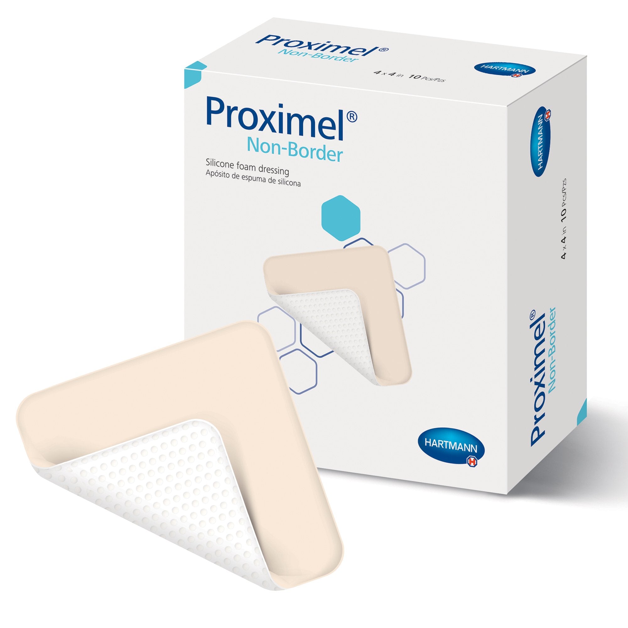 Foam Dressing Proximel® Non-Border 4 X 4 Inch Without Border Waterproof Backing Silicone Face Square Sterile - Wound Care>...