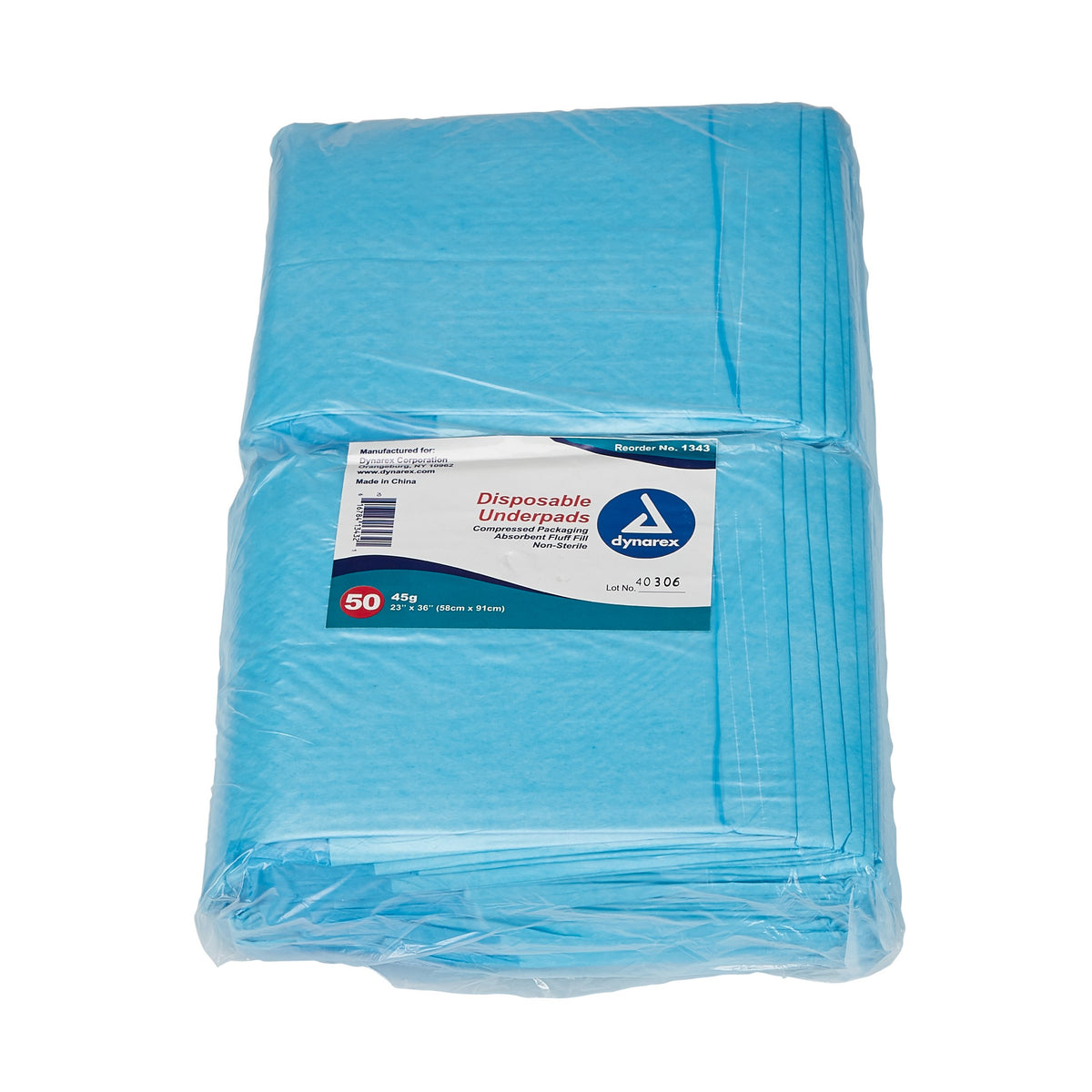 dynarex� Absorbent Fluff Fill Underpad, 23 x 36 Inch-Disposable Underpad Dynarex� 23 X 36 Inch Fluff Light Absorbency