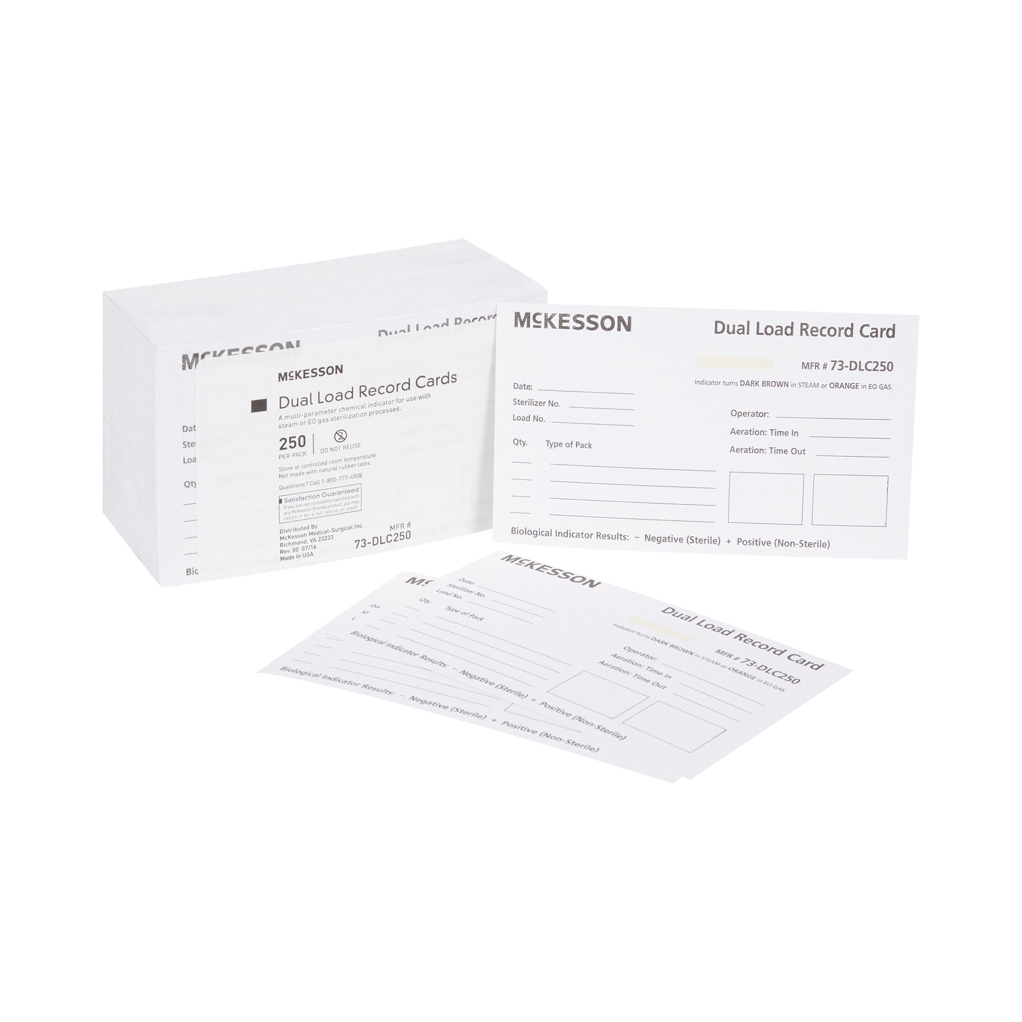 McKesson Sterilization Record Card-Sterilization Record Card McKesson Steam / EO Gas