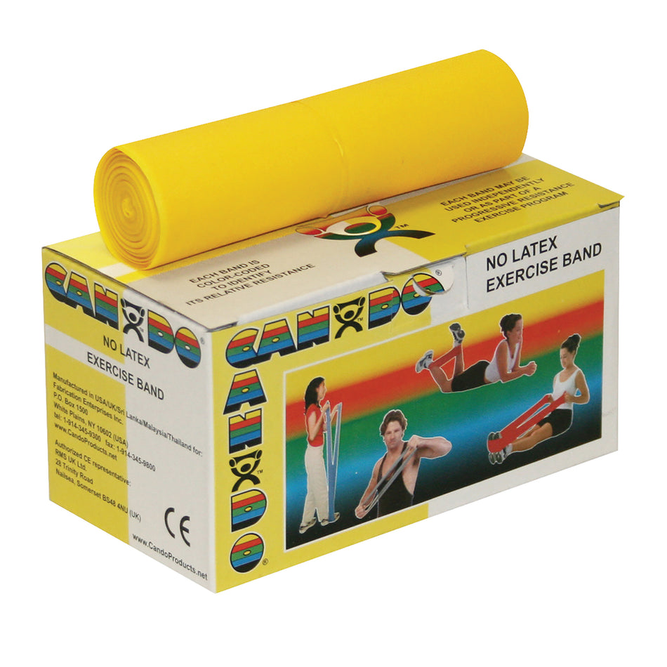 CanDo Exercise Resistance Band, Yellow, 5 Inch x 6 Yard, X-Light Resistance-Exercise Resistance Band CanDo Yellow 5 Inch X 6 Yard X-Light Resistance