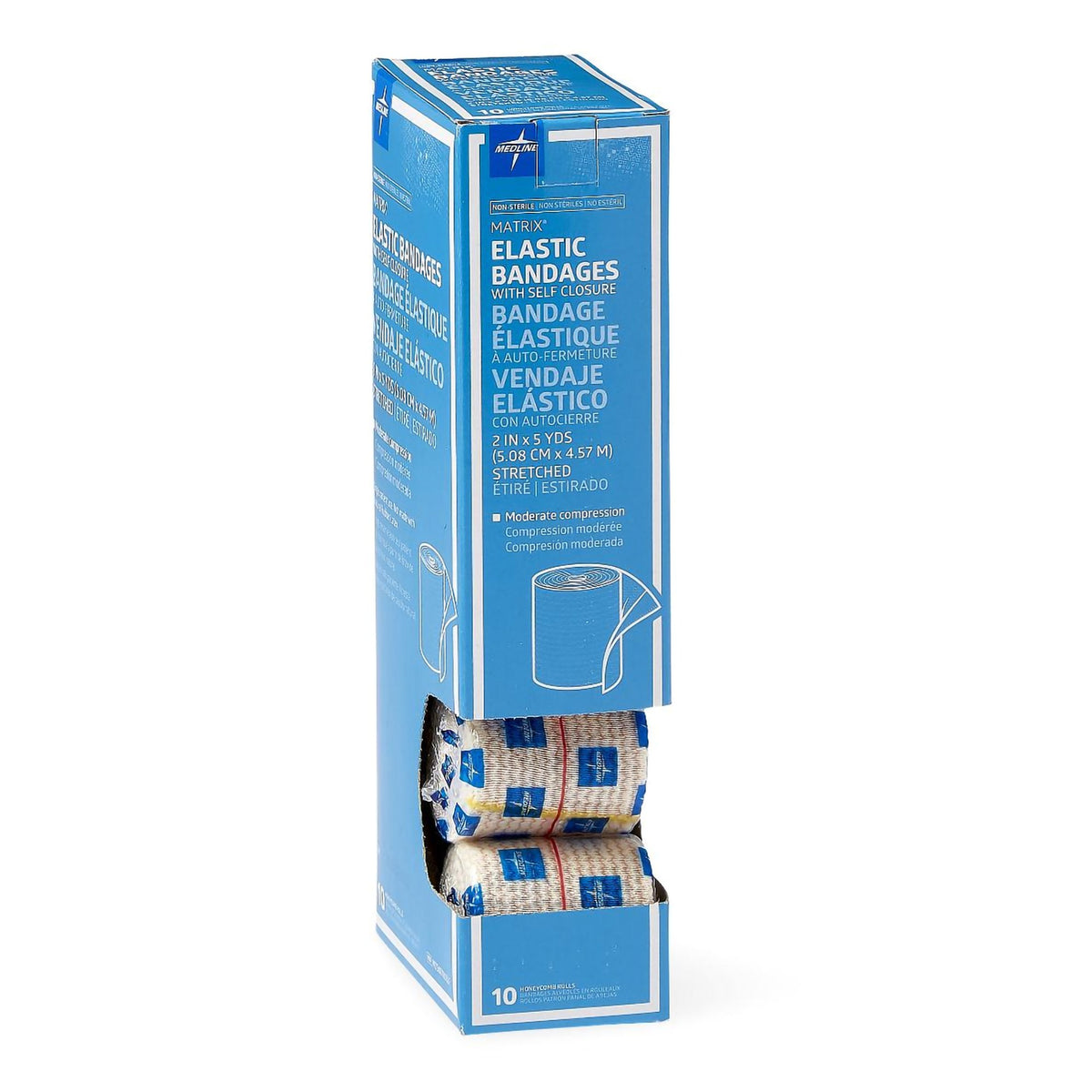 Matrix Double Hook and Loop Closure Elastic Bandage, 2 Inch x 5 Yard-Elastic Bandage Matrix 2 Inch X 5 Yard Double Hook and Loop Closure Natural NonSterile Medium Compression