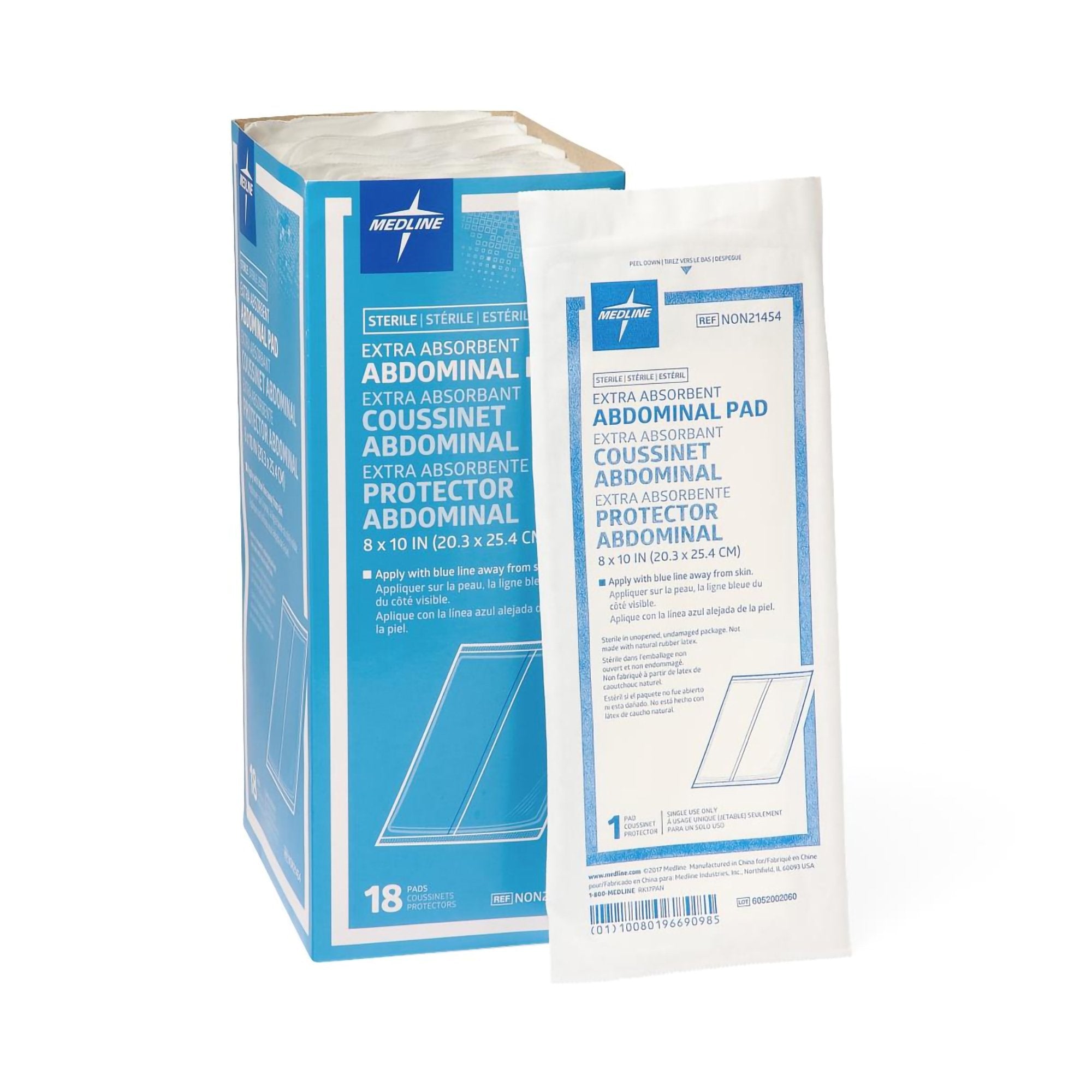 Medline Sterile Abdominal Pad, 8 x 10 Inch-Abdominal Pad Medline 8 X 10 Inch Sterile 1 per Pack