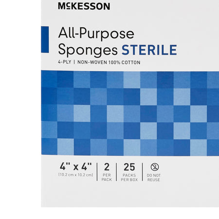 McKesson Sterile Nonwoven Sponge, 4 x 4 Inch, 4-Ply-Nonwoven Sponge McKesson 4 X 4 Inch 4-Ply Sterile 2 per Pack
