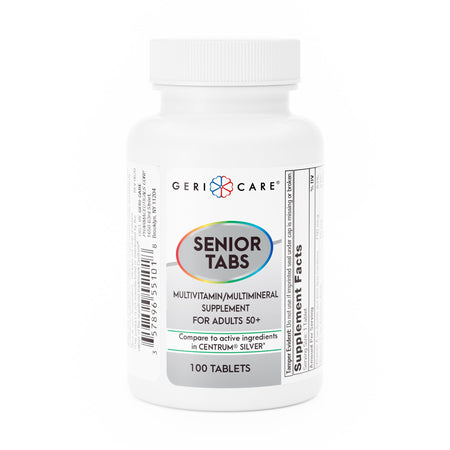 Geri-Care Senior Tabs Multivitamin/Multimineral Supplement for Adults 50+-Multivitamin Supplement with Minerals Geri-Care Tablet 100 per Bottle