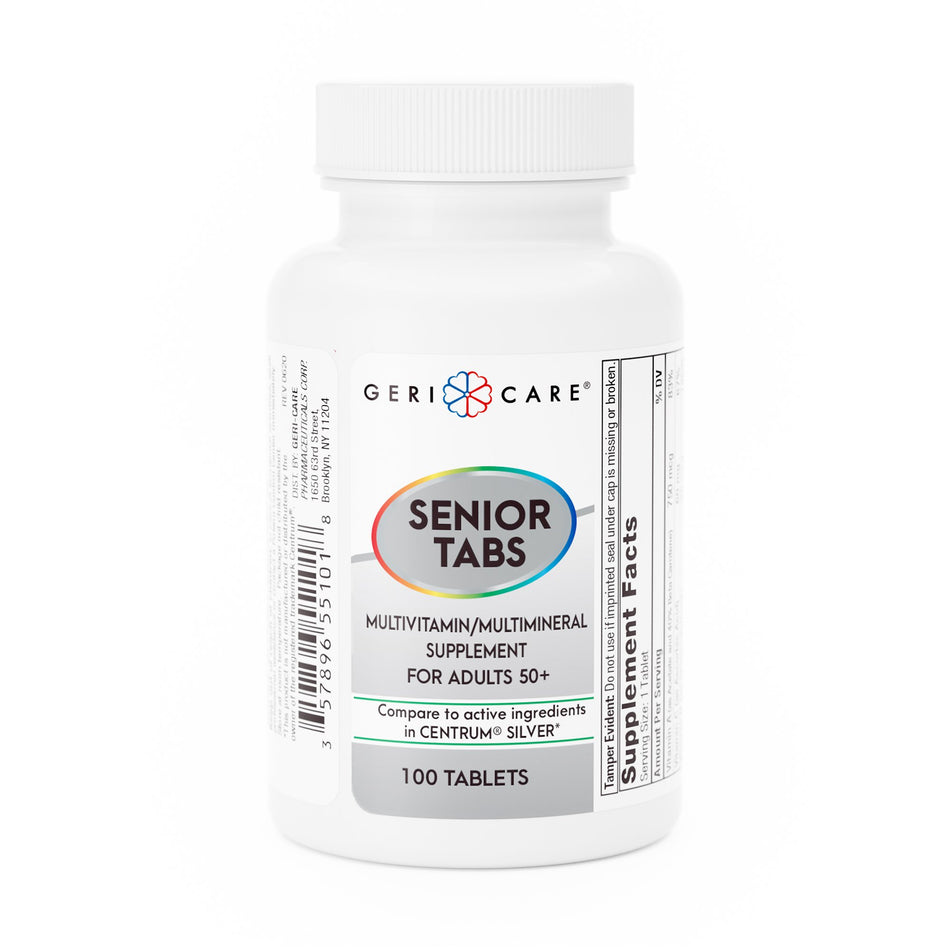 Geri-Care Senior Tabs Multivitamin/Multimineral Supplement for Adults 50+-Multivitamin Supplement with Minerals Geri-Care Tablet 100 per Bottle