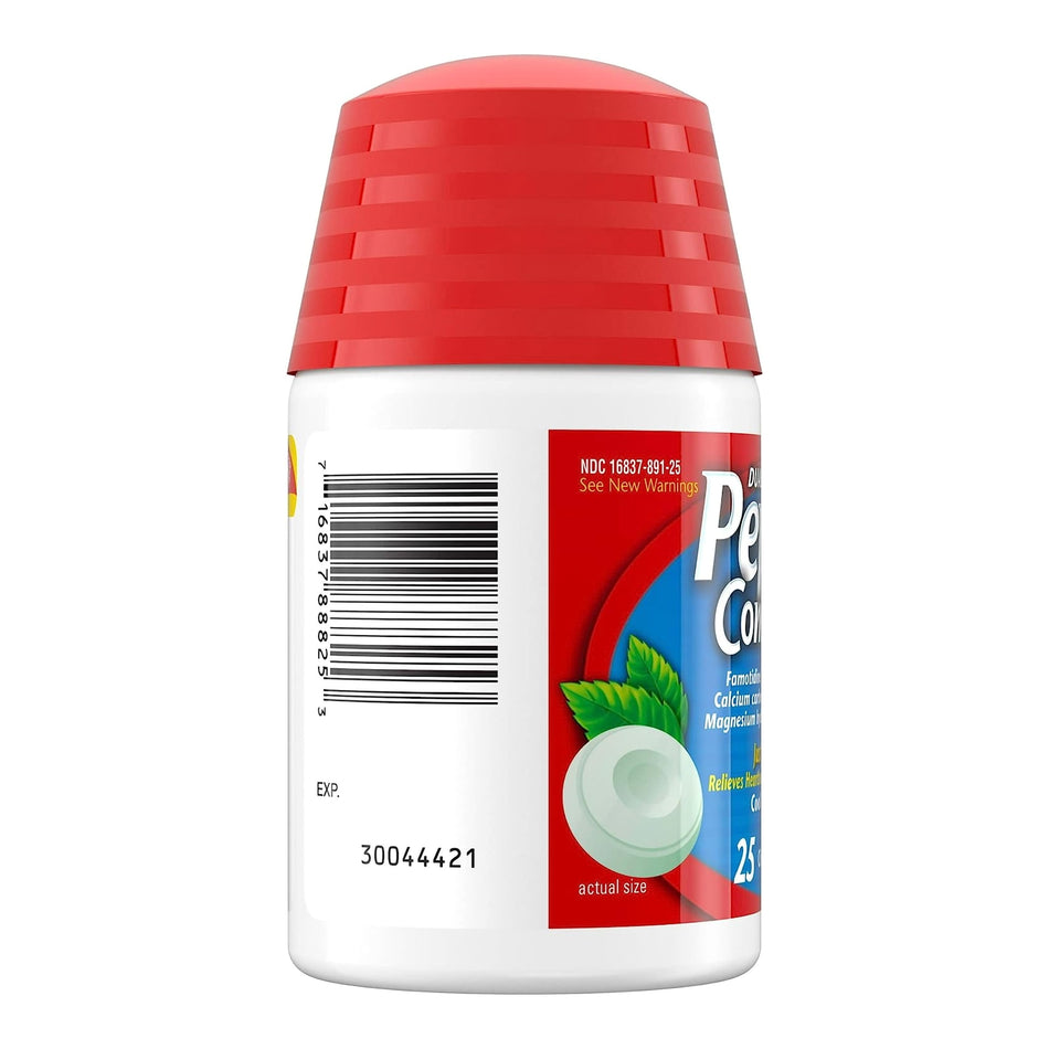 Pepcid Complete Chewable Tablets Cool Mint Flavor-Antacid Pepcid Complete 800 mg - 165 mg - 10 mg Strength Chewable Tablet 25 per Bottle