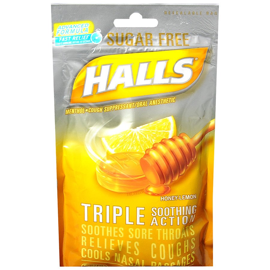 Halls Menthol Cold and Cough Relief-Cold and Cough Relief Halls Sugar-Free 7.6 mg Strength Lozenge 25 per Bag