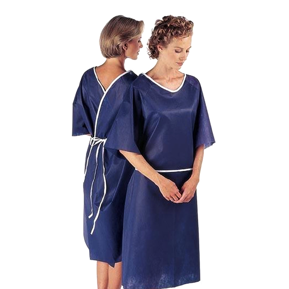 Patient Exam Gown One Size Fits Most Dark Blue Disposable - Apparel>Gowns>Patient Gowns - The Pillow Factory Division