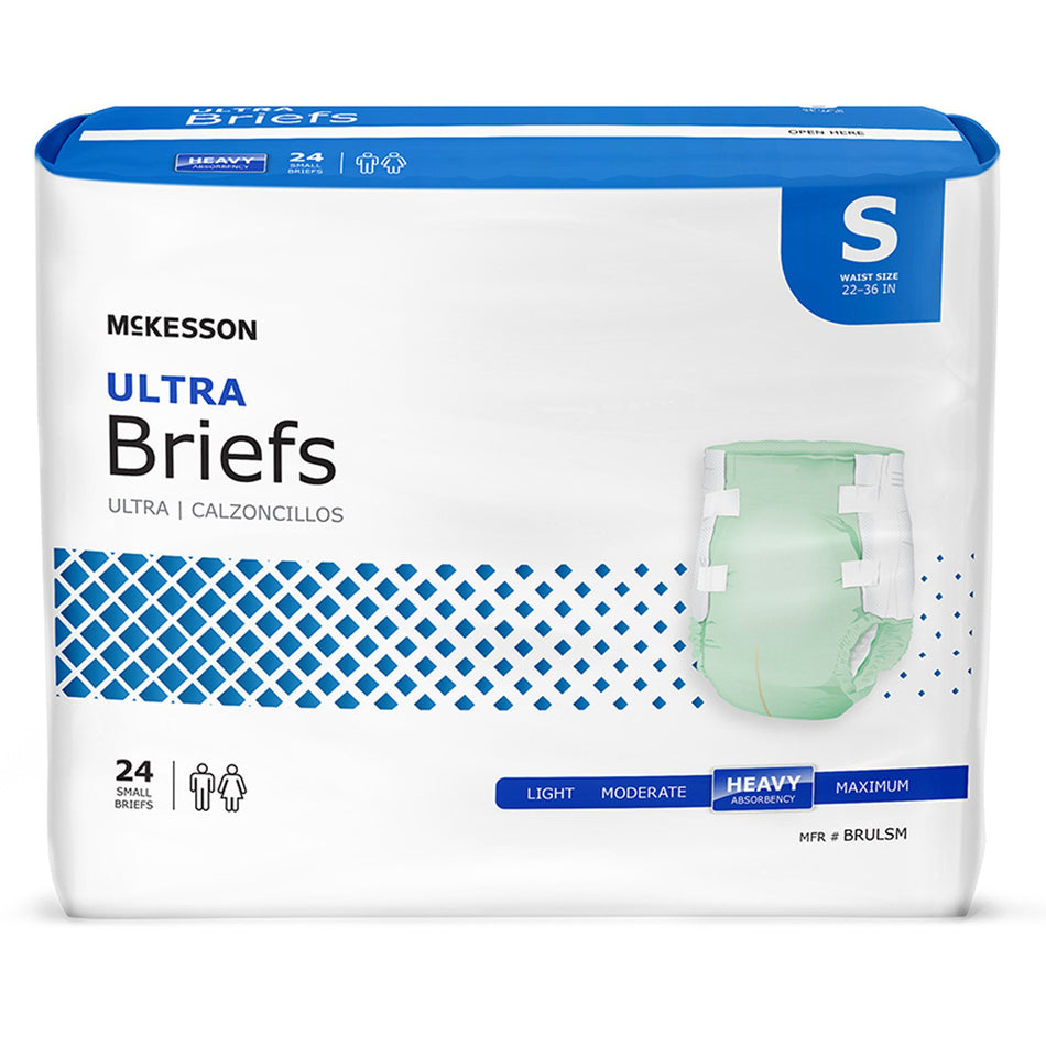 McKesson Ultra Heavy Absorbency Incontinence Brief, Small-Unisex Adult Incontinence Brief McKesson Ultra Small Disposable Heavy Absorbency