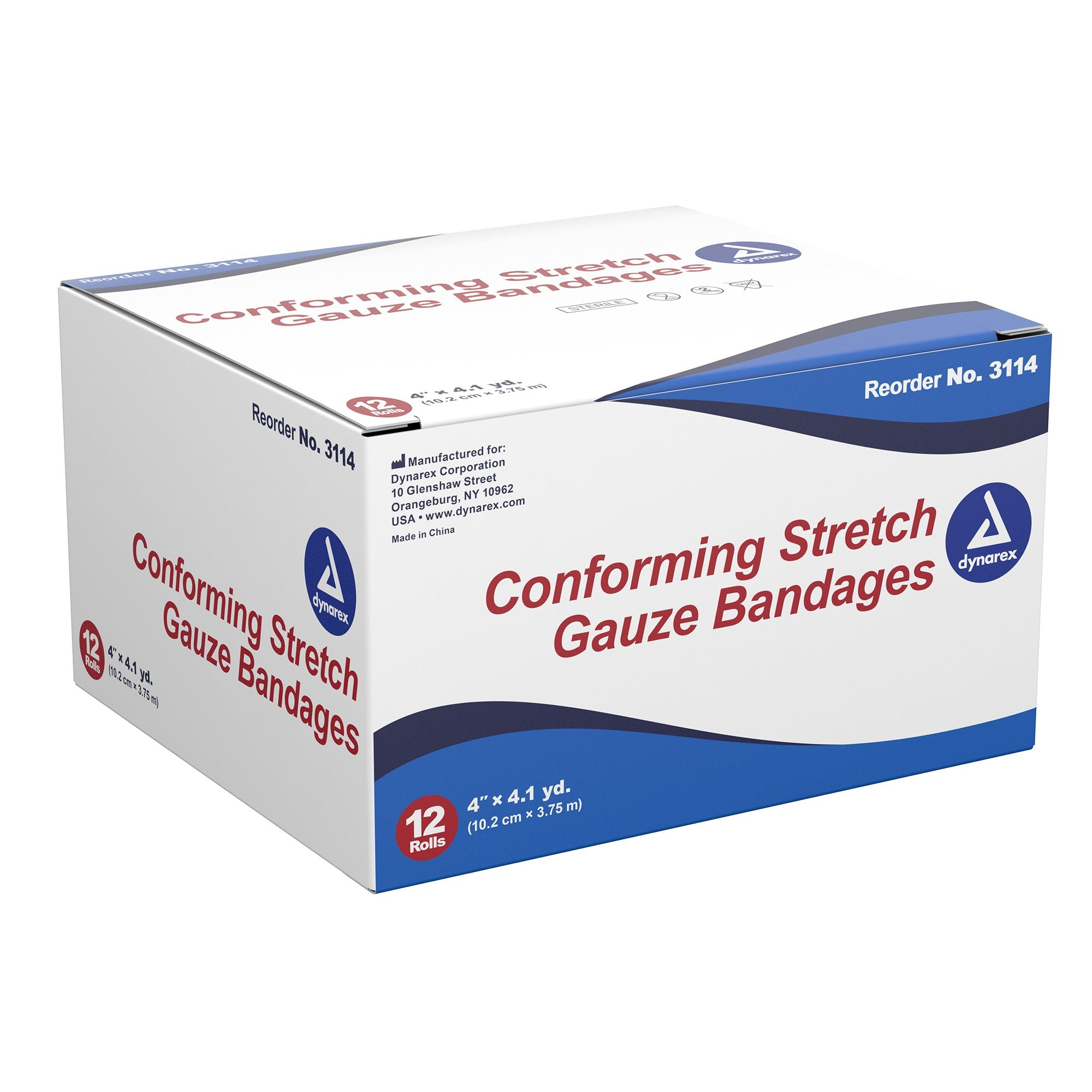 dynarex� Sterile Conforming Bandage, 4 Inch x 4-1/10 Yard-Conforming Bandage Dynarex� 4 Inch X 4-1/10 Yard 1-Ply Sterile 1 per Pouch