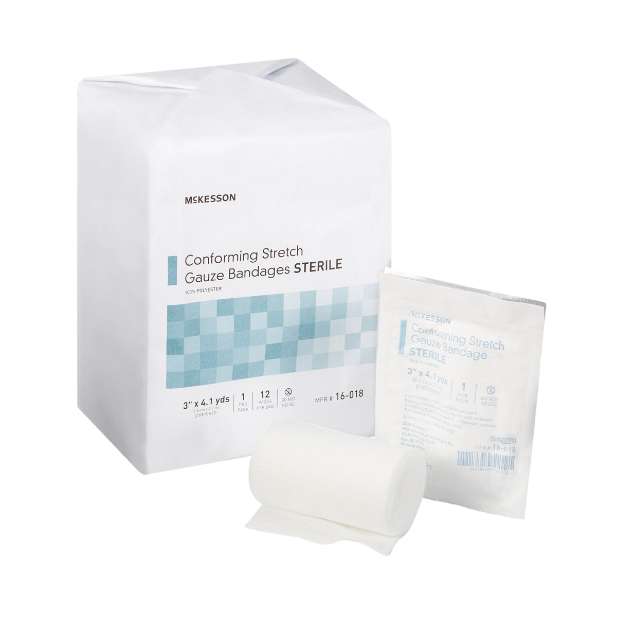 McKesson Sterile Conforming Bandage, 3 Inch x 4-1/10 Yard-Conforming Bandage McKesson 3 Inch X 4-1/10 Yard Sterile 1 per Pack
