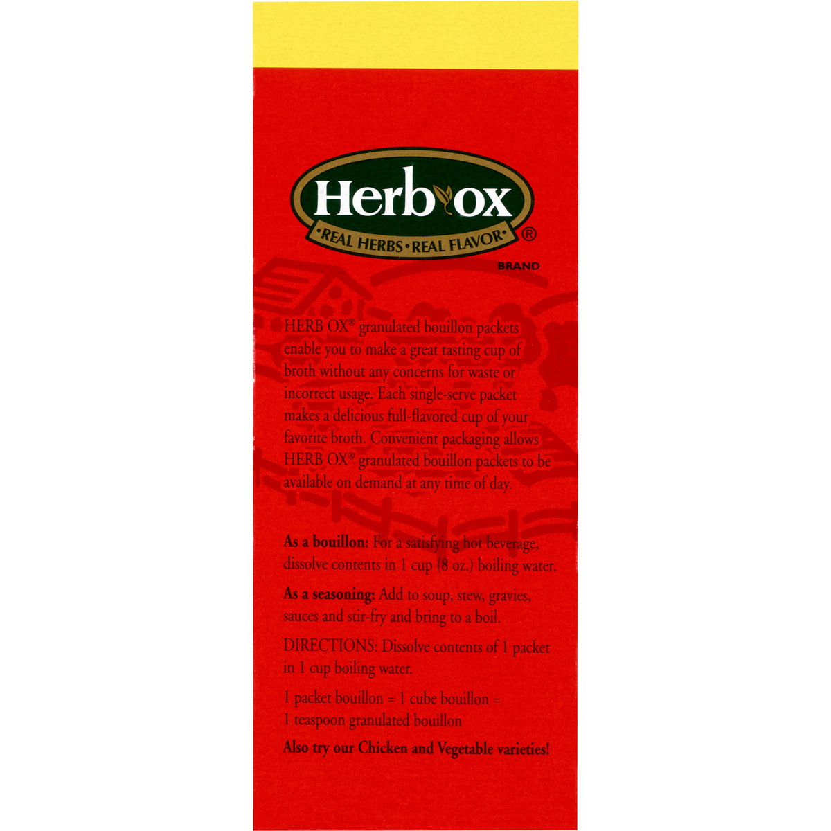Herb-Ox Beef Bouillon Sodium Free Instant Broth-Instant Broth Herb-Ox Sodium Free Beef Flavor Bouillon Flavor Liquid 7.5 oz. Individual Packet