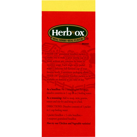 Herb-Ox Beef Bouillon Sodium Free Instant Broth-Instant Broth Herb-Ox Sodium Free Beef Flavor Bouillon Flavor Liquid 7.5 oz. Individual Packet