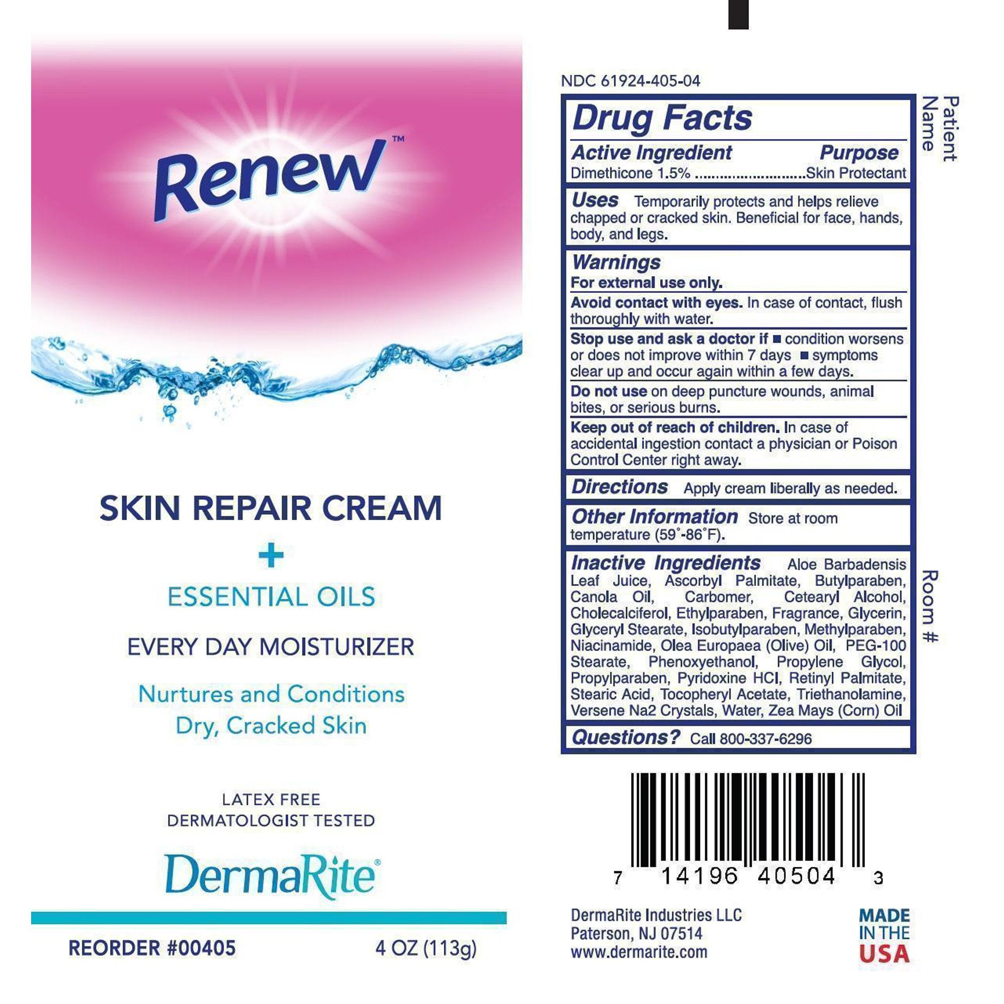 Renew Scented Skin Repair Cream, 4 oz. Tube-Skin Protectant Renew Skin Repair 4 oz. Tube Scented Cream