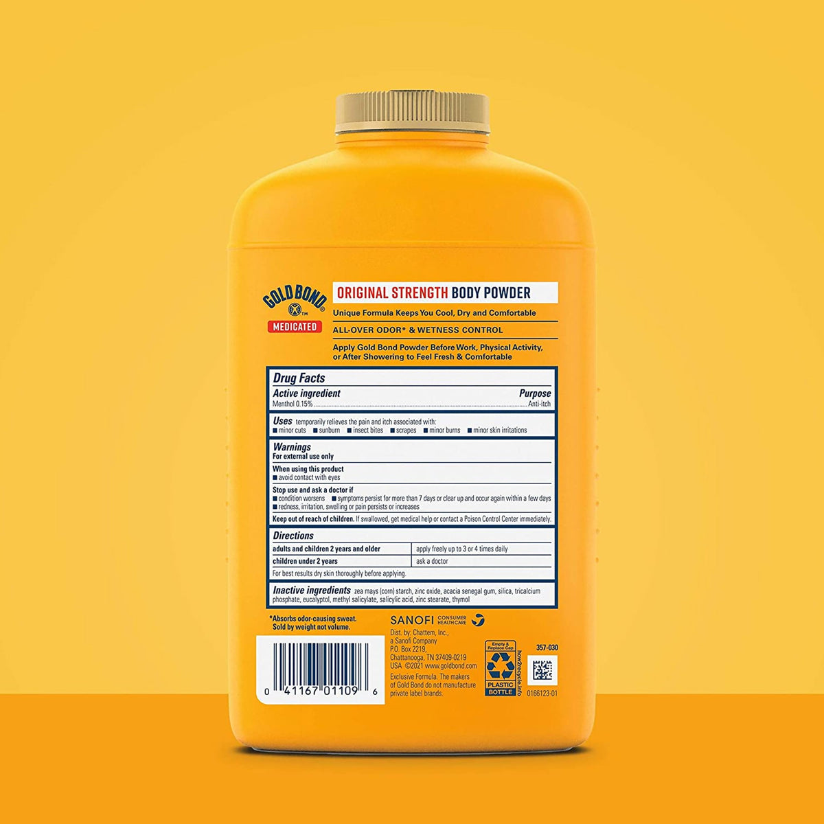 Gold Bond Original Strength Medicated Body Powder, 10 oz.-Body Powder Gold Bond 10 oz. Menthol Scent Shaker Bottle Menthol