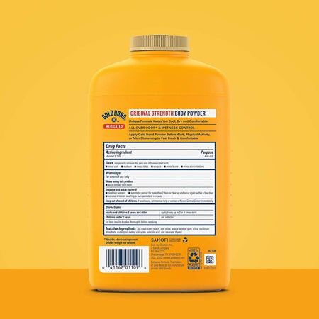 Gold Bond Original Strength Medicated Body Powder, 10 oz.-Body Powder Gold Bond 10 oz. Menthol Scent Shaker Bottle Menthol