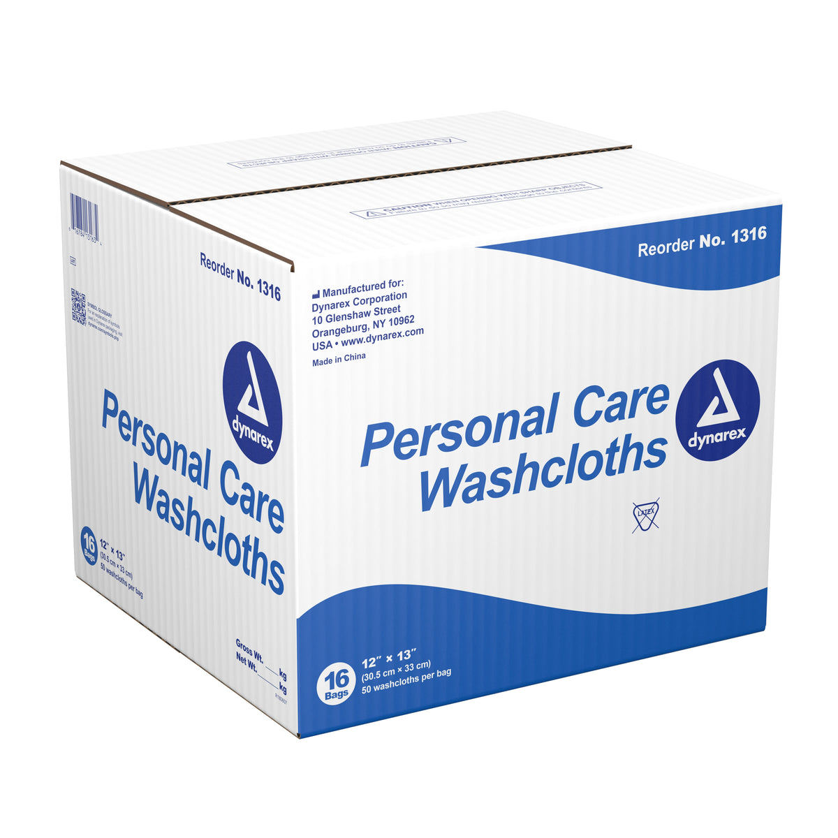 dynarex� Disposable Washcloth, 12 x 13 Inch-Washcloth Dynarex� 12 X 13 Inch White Disposable